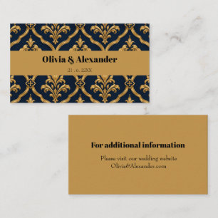 Elegant Gold and Navy Damask Vintage Motif Design Enclosure Card