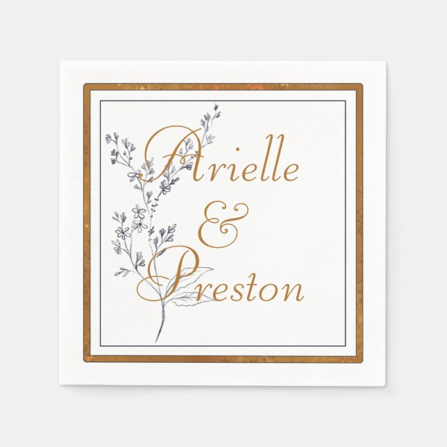 Elegant Gold and Navy Paper Napkin (Front)