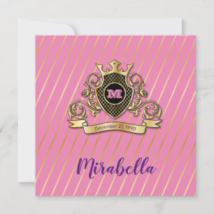 Elegant Gold and Pink Monagram Fashioned Design Invitation