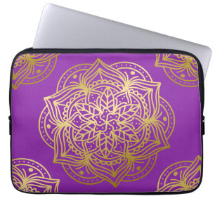 Elegant Gold and Purpel  Mandala Pattern Laptop Sleeve