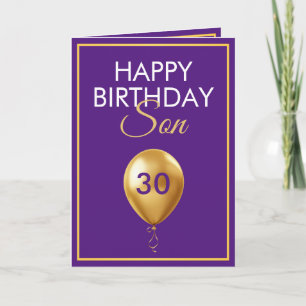 Elegant Gold and Purple Balloon Son 30th Birthday Card