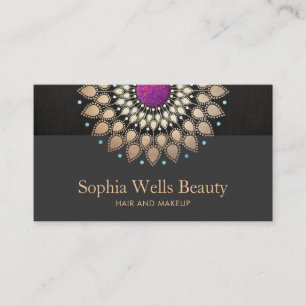Elegant Gold and Purple Glitter Floral Business Card