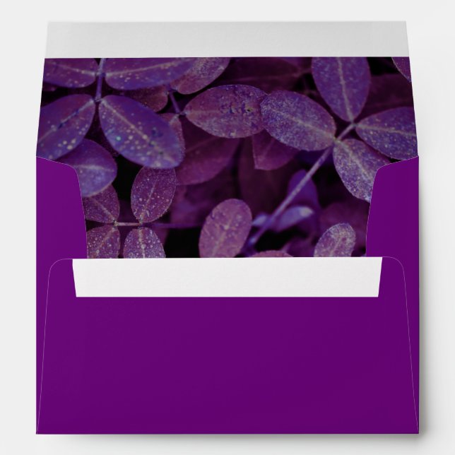 Elegant Gold and Purple Leaves Wedding Invitation Envelope (Back (Bottom))