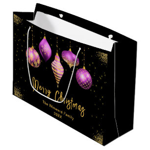 Elegant Gold and Purple Ornament Christmas Large Gift Bag