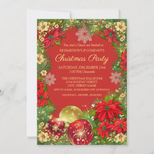 Elegant Gold and Red Corporate Christmas Party Invitation