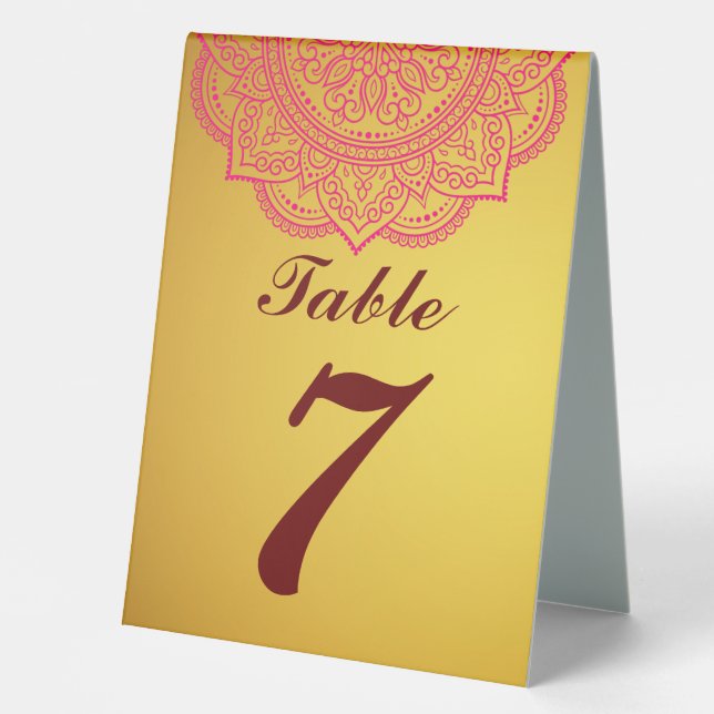 Elegant  Gold and REd Indian Paisley Wedding Table (Front)