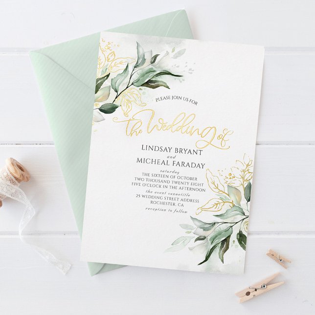 Elegant Gold and Sage Greenery Modern Wedding  (Creator Uploaded)