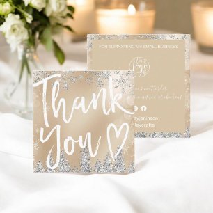 Elegant Gold and Silver christmas thank you order Square Business Card
