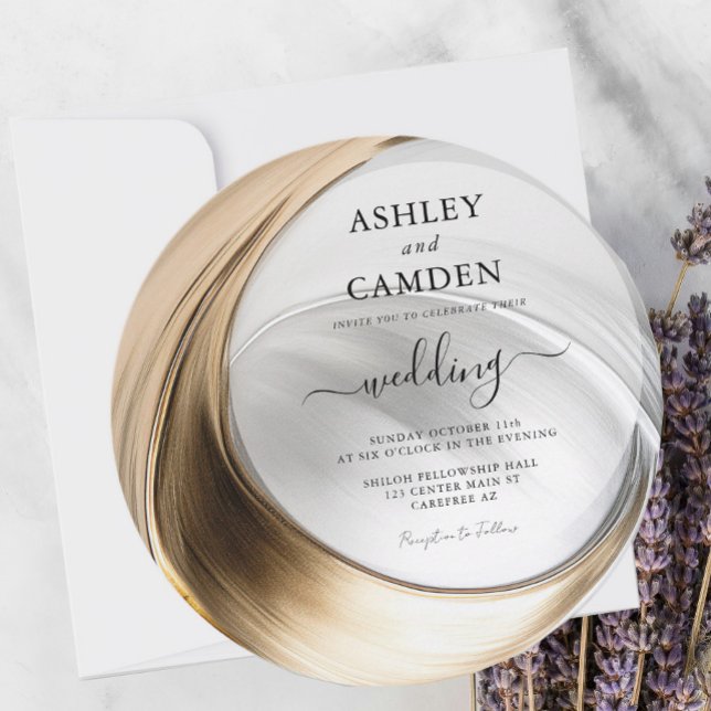 Elegant Gold and Silver Circle Wedding Invitation (Creator Uploaded)