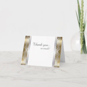 Elegant Gold and Silver Lace Design Diy Words Thank You Card