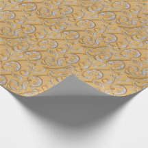Elegant Gold and Silver Scroll Damask