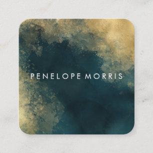 Elegant Gold and Teal Beauty Stylist Square Business Card