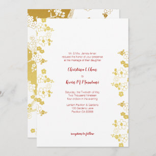 Elegant Gold and White Cherry Blossom Oriental Invitation