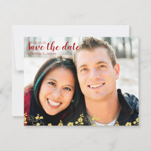 Elegant Gold and White Cherry Blossom Oriental Save The Date