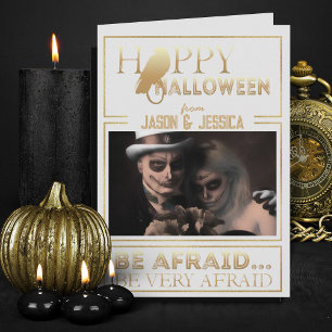 Elegant Gold And White Chic Adult Happy Halloween Card