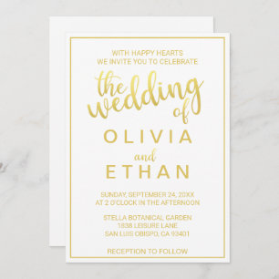 Elegant gold and white classy Wedding Invitation