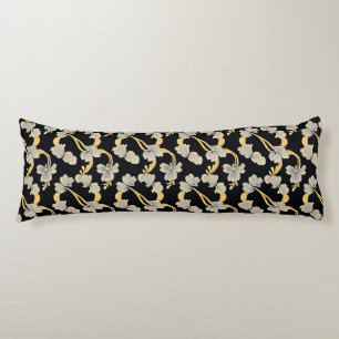 Elegant Gold and White Floral Pattern Body Cushion