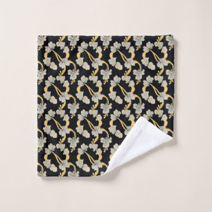 Elegant Gold and White Floral Pattern Wash Cloth