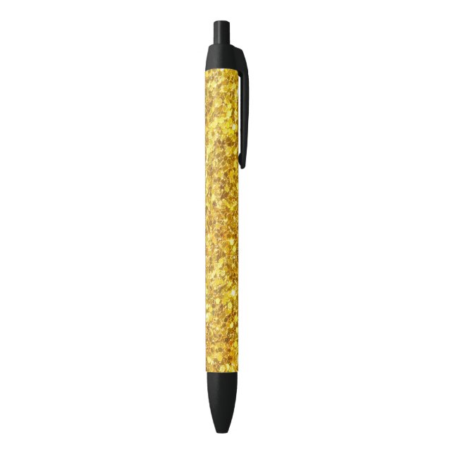 Elegant Gold And White Glitter Black Ink Pen (Bottom (Vertical))