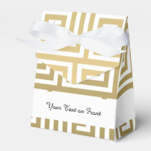 Elegant Gold and White Greek Key Pattern Favour Box