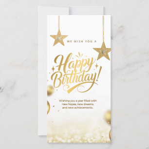 Elegant Gold and White Happy Birthday Card