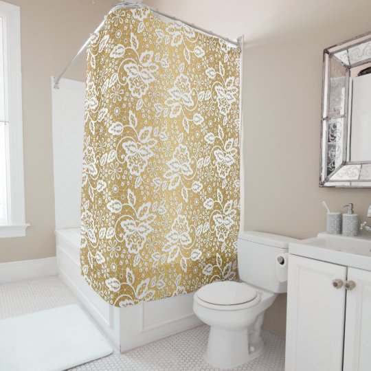 ELEGANT GOLD AND WHITE LACE SHOWER CURTAIN Zazzle.co.uk