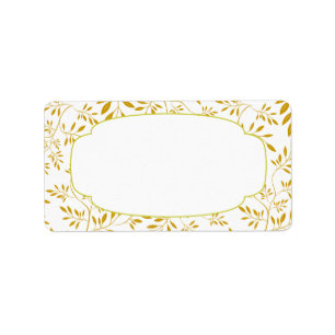 Elegant Gold and White Leaves Label