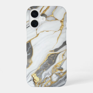 Elegant Gold And White Marble iPhone 16 Case