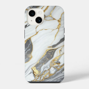 Elegant Gold And White Marble iPhone 14 Case