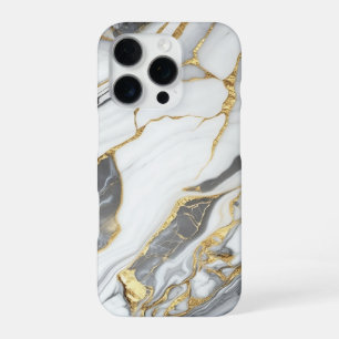 Elegant Gold And White Marble iPhone 16 Pro Case