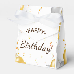 Elegant Gold and White Minimalist Happy Birthday Favour Box