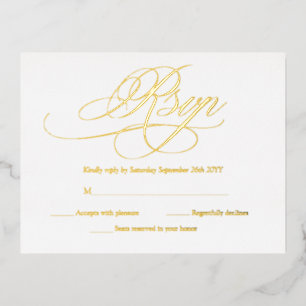 Elegant Gold and White Modern Wedding RSVP Cards