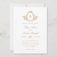 Elegant Gold and White Monogram Crest Wedding 
