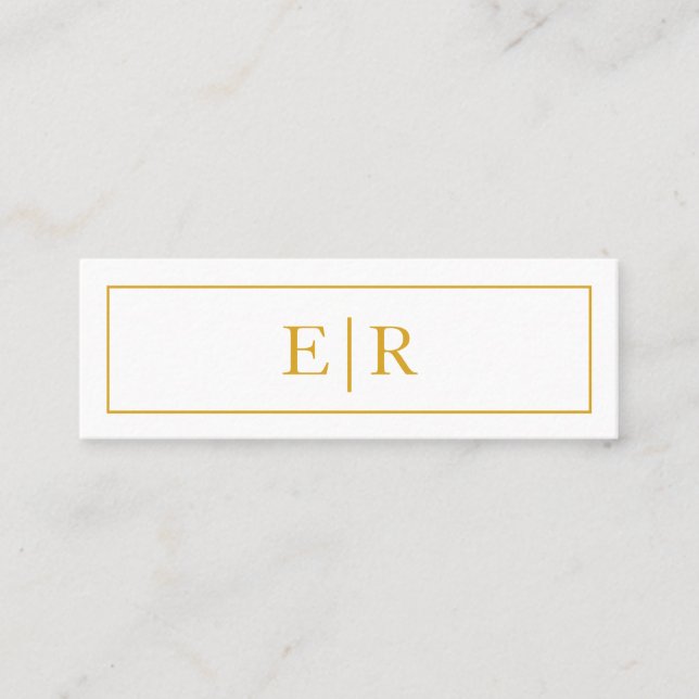Elegant Gold and White Monogram Professional Mini Business Card (Front)