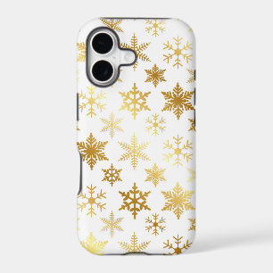 Elegant Gold and White Snow Flake iPhone Case