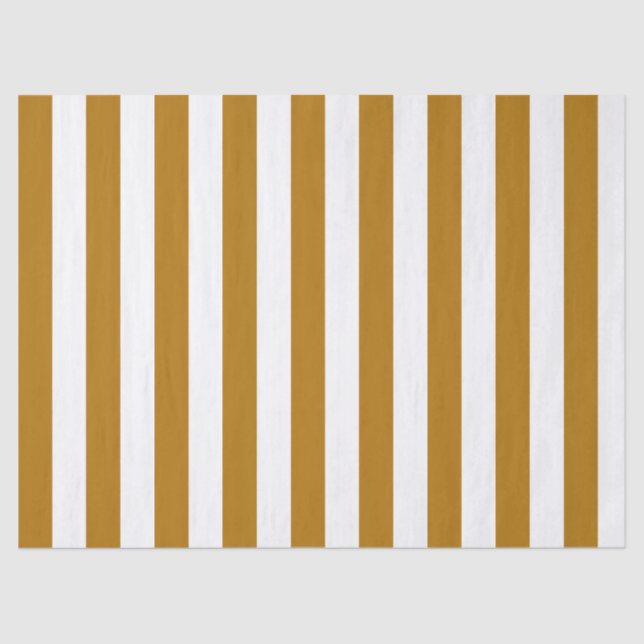 Elegant Gold and White Striped Pattern Tissue Paper (Front)