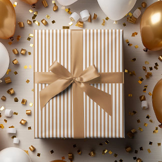 Elegant Gold and White Thin Stripes Wrapping Paper