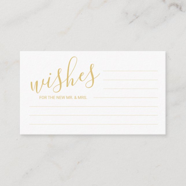 Elegant Gold and White Wedding Advice and Wishes (Front)