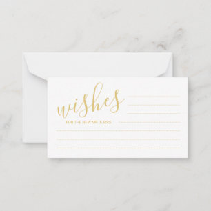 Elegant Gold and White Wedding Advice and Wishes Card