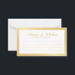 Elegant Gold and White Wedding Advice and Wishes Card<br><div class="desc">Beautiful Elegant Gold and White Wedding Advice and Wishes Card
featuring your information in gold elegant font style with gold rectangle border.

Click on the customise it button to personalise the design.

Please note that gold foil shown on product is a printed effect,  not an actual gold foil.</div>