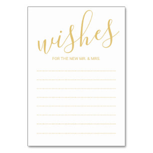 Elegant Gold and White Wedding Advice&Wishes Cards