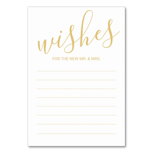 Elegant Gold and White Wedding Advice&Wishes Cards (Front)