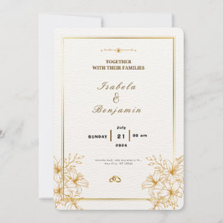 Elegant Gold and White Wedding Invitation