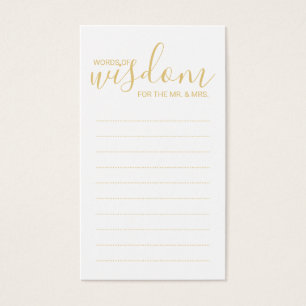 Elegant Gold and White Wedding Words of Wisdom