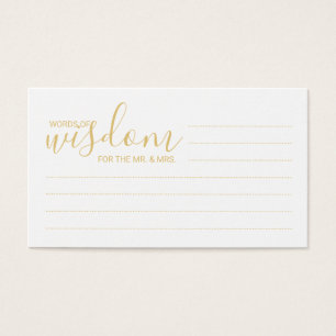 Elegant Gold and White Wedding Words of Wisdom