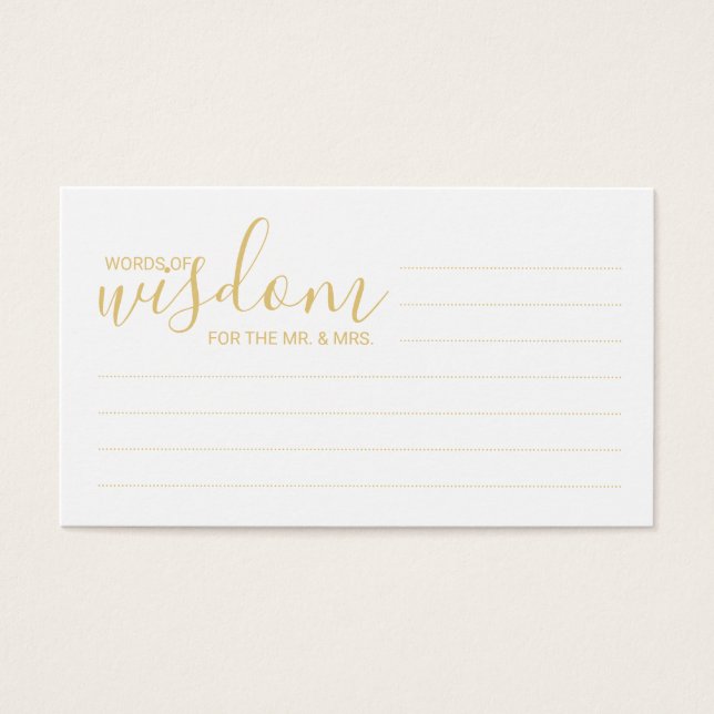 Elegant Gold and White Wedding Words of Wisdom (Front)