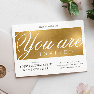 Elegant Gold Annual Charity Gala Dinner Business Invitation