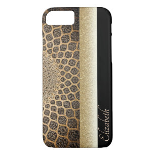 Elegant Gold Arabesque,Glitter,Black-Personalised iPhone 8/7 Case