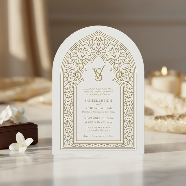 Elegant Gold Arabesque Wedding Invitation (Arabesque Wedding Invitation)