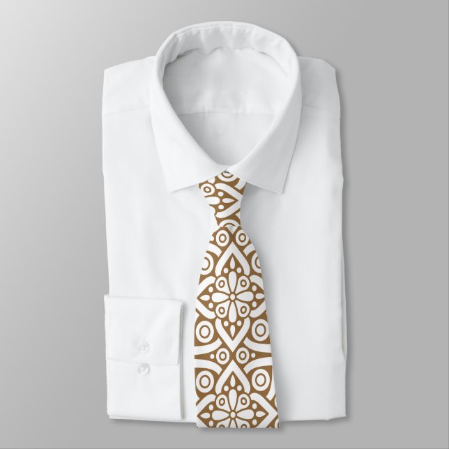 Elegant Gold Arabic Pattern Neck Tie – Islamic (Tied)